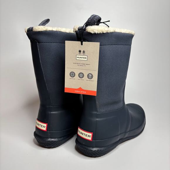 Hunter Women's Original Insulated Roll Top Sherpa Boots in Navy/White Willow - Picture 5 of 10